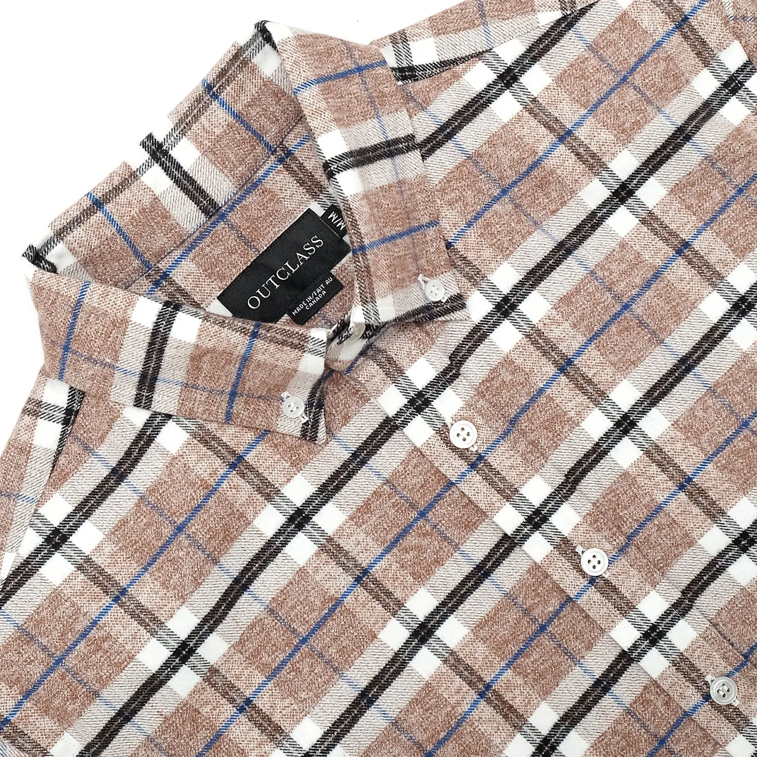Camel Plaid Flannel Shirt sold by Outclass product image thumbnail 2