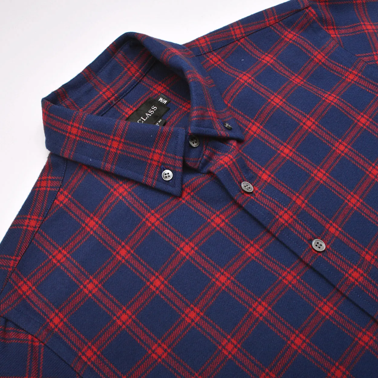 Navy Double-Sided Check Flannel Shirt sold by Outclass product image thumbnail 2