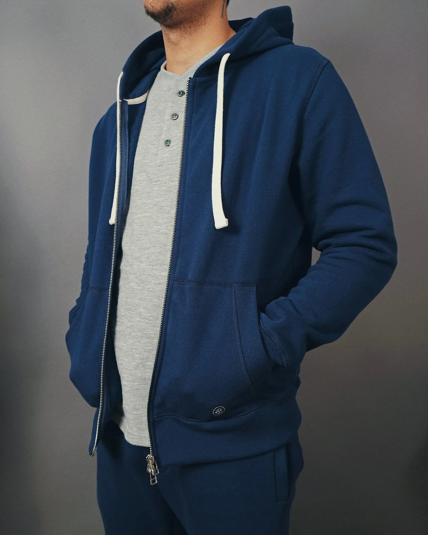 Indigo French Terry Zip-up Hoodie sold by Outclass product image thumbnail 4