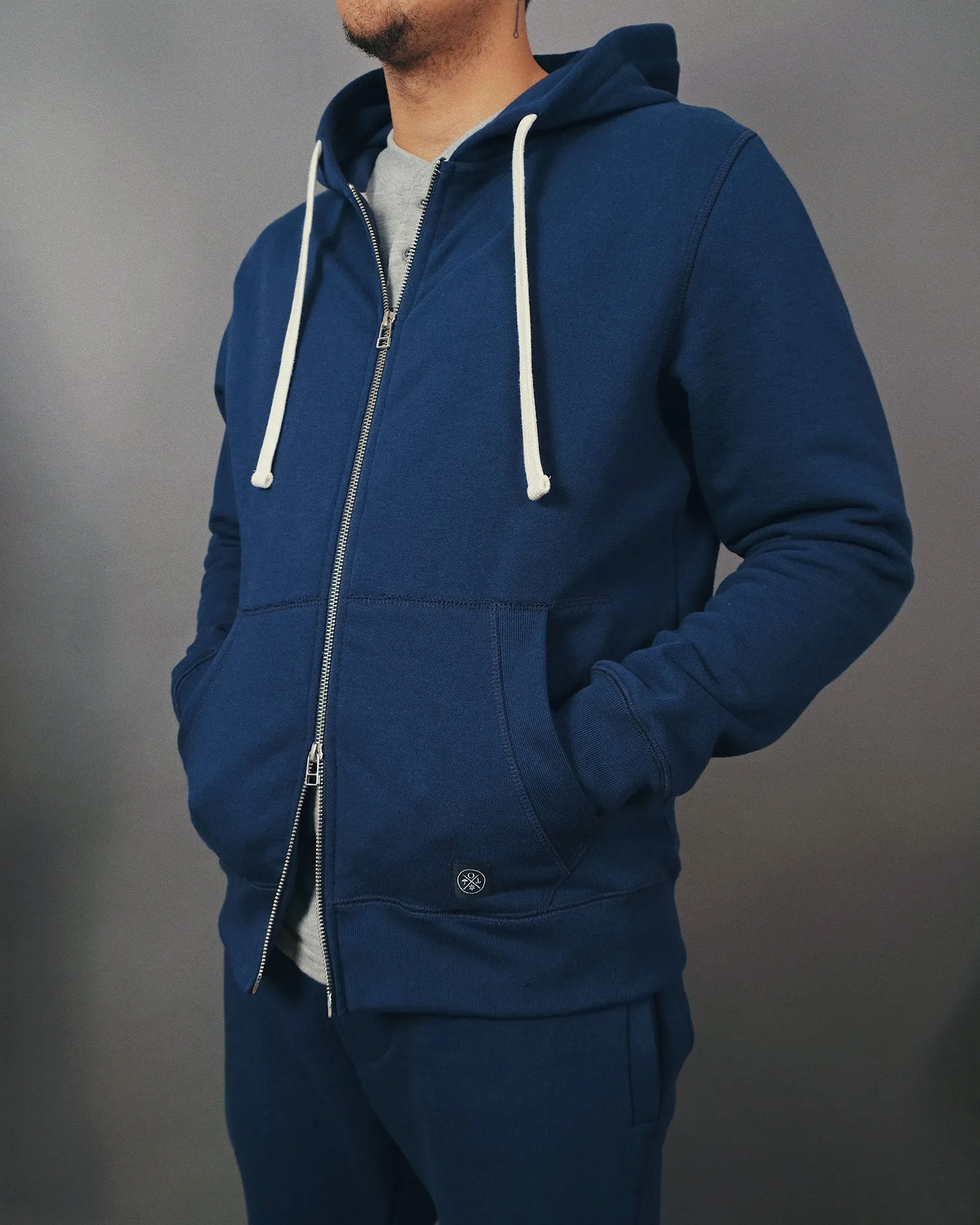 Indigo French Terry Zip-up Hoodie sold by Outclass product image thumbnail 2
