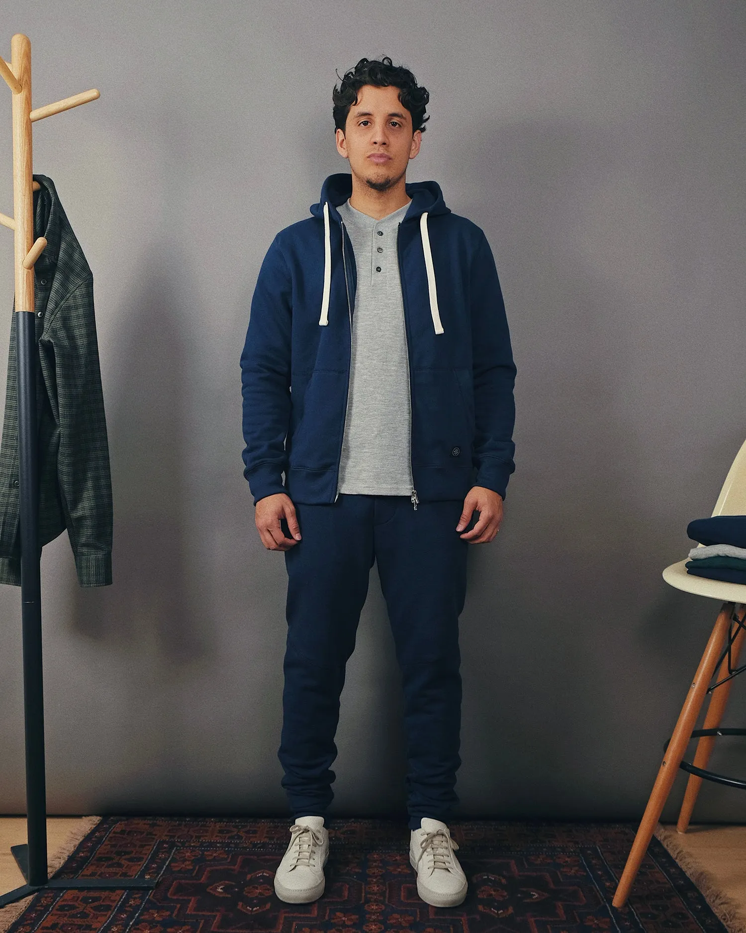 Indigo French Terry Zip-up Hoodie sold by Outclass product image thumbnail 5