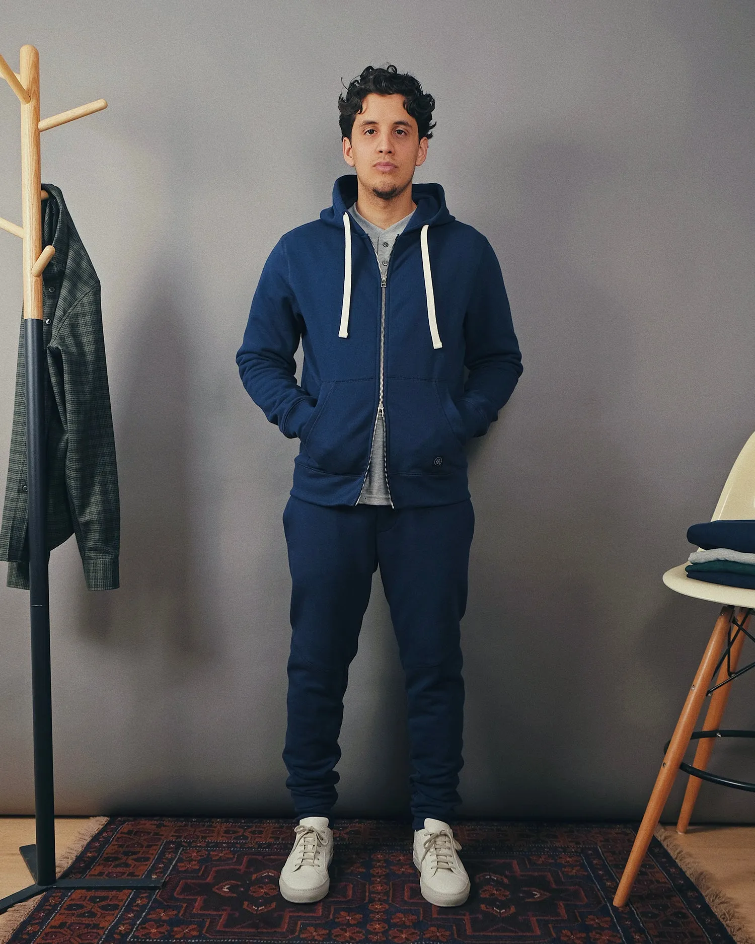 Indigo French Terry Zip-up Hoodie sold by Outclass product image thumbnail 3