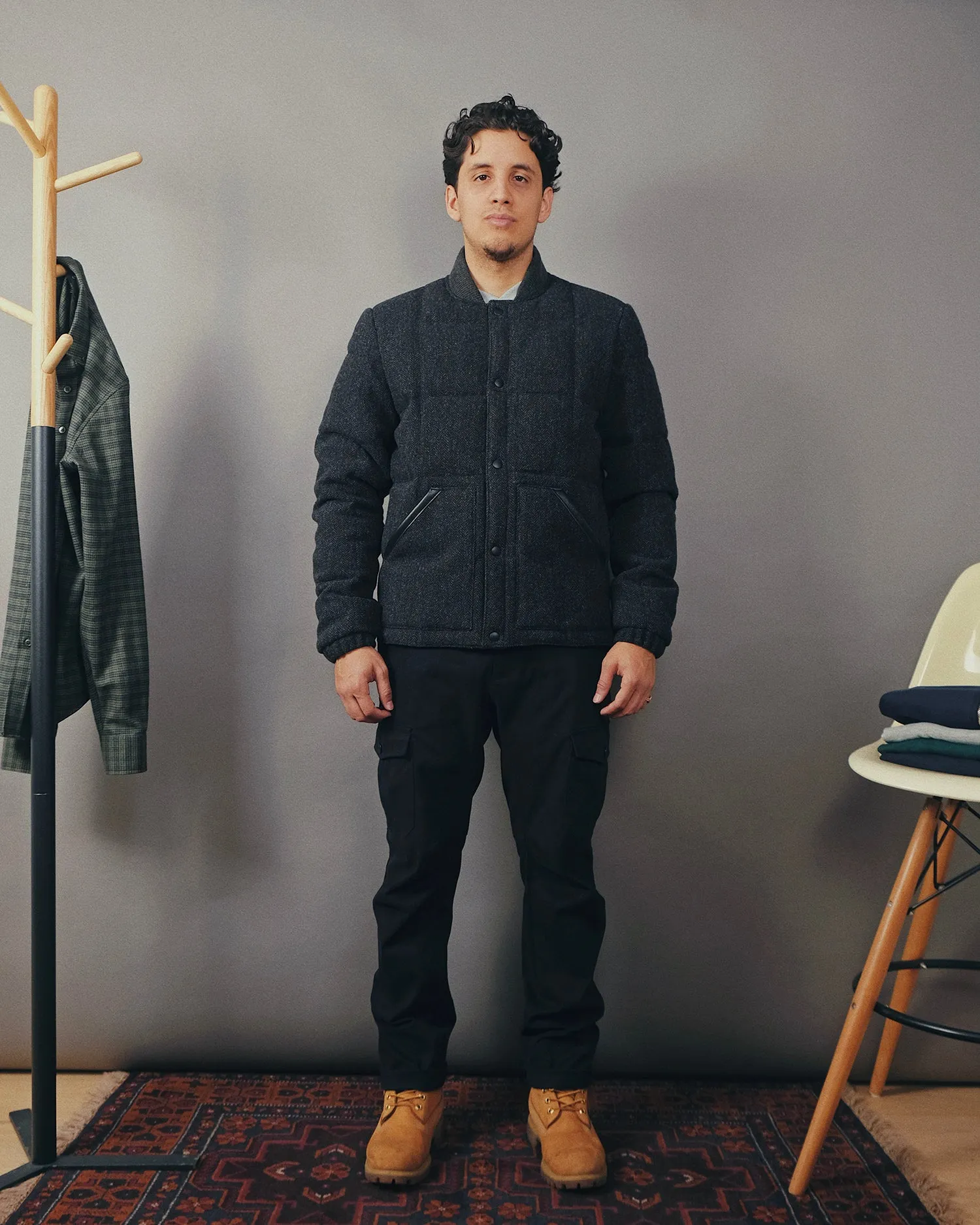 Charcoal Herringbone Down Jacket sold by Outclass product image thumbnail 5