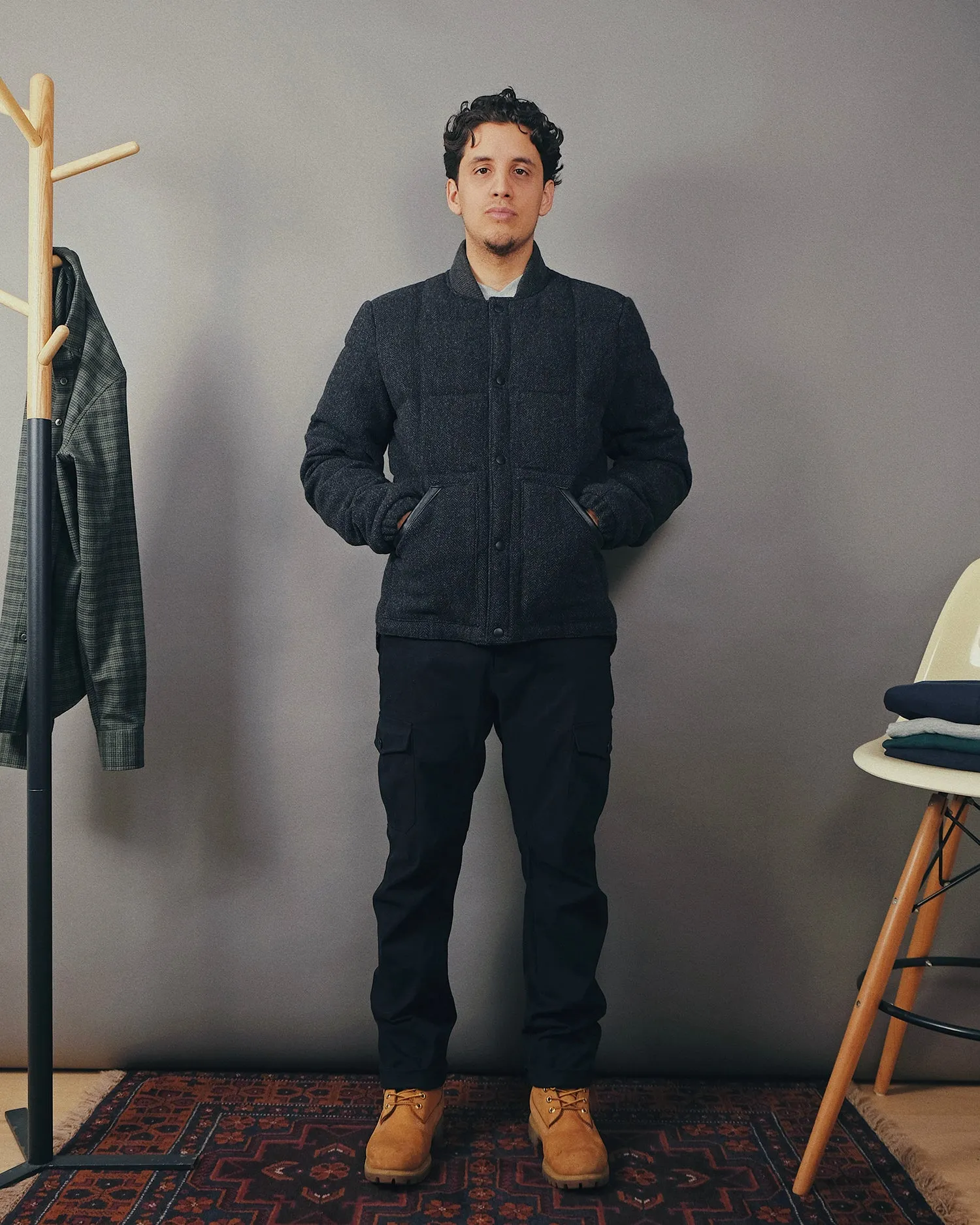 Charcoal Herringbone Down Jacket sold by Outclass product image thumbnail 3