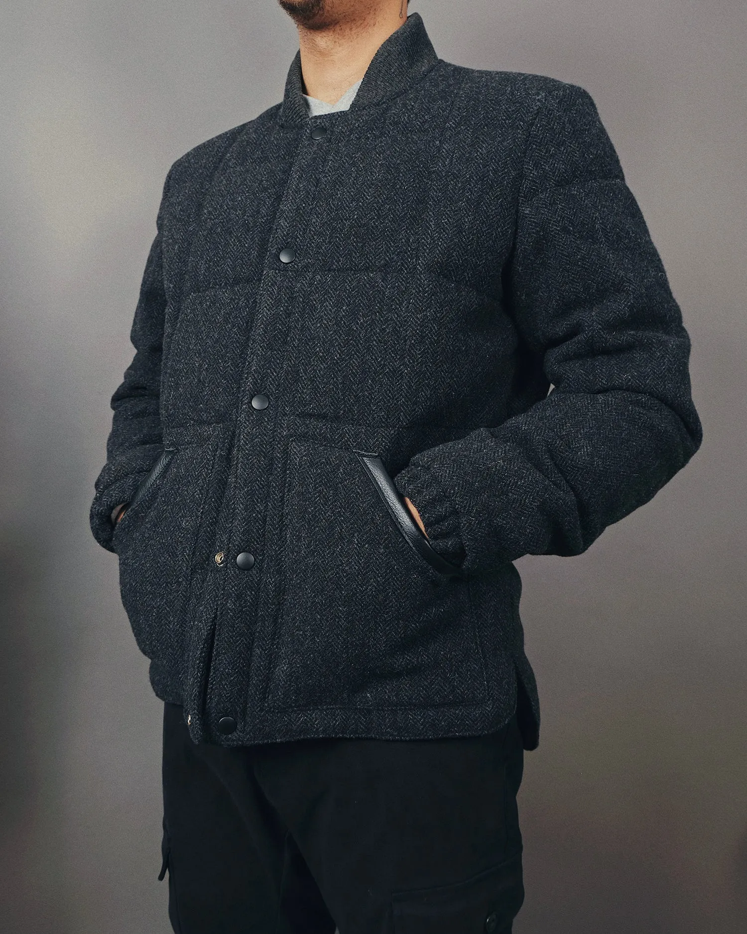Charcoal Herringbone Down Jacket sold by Outclass product image thumbnail 2