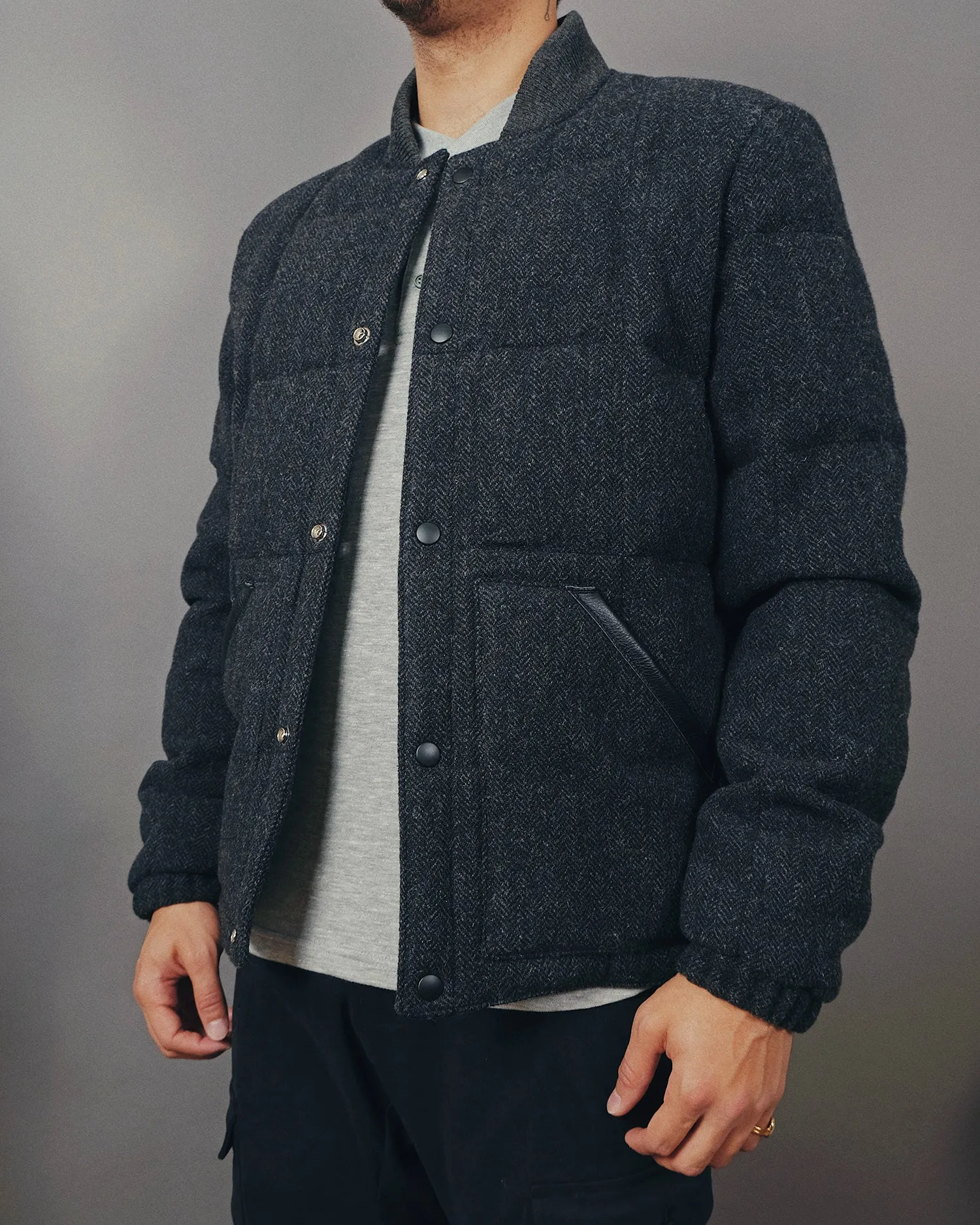 Charcoal Herringbone Down Jacket sold by Outclass product image thumbnail 4
