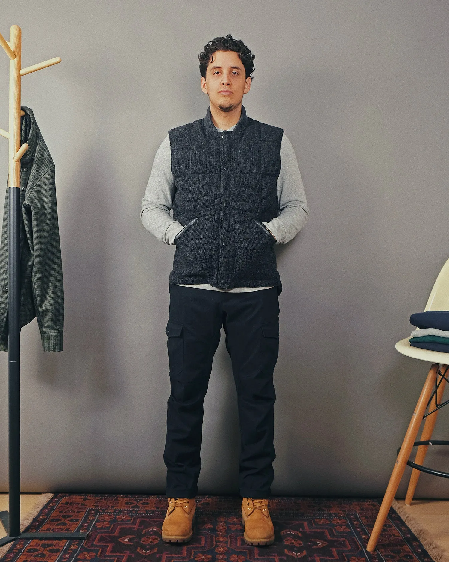 Charcoal Herringbone Down Vest sold by Outclass product image thumbnail 3
