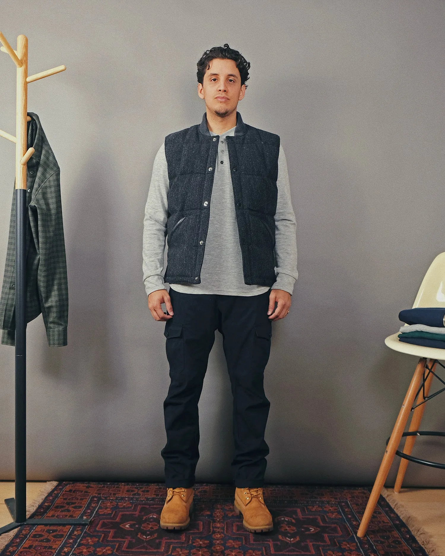 Charcoal Herringbone Down Vest sold by Outclass product image thumbnail 5