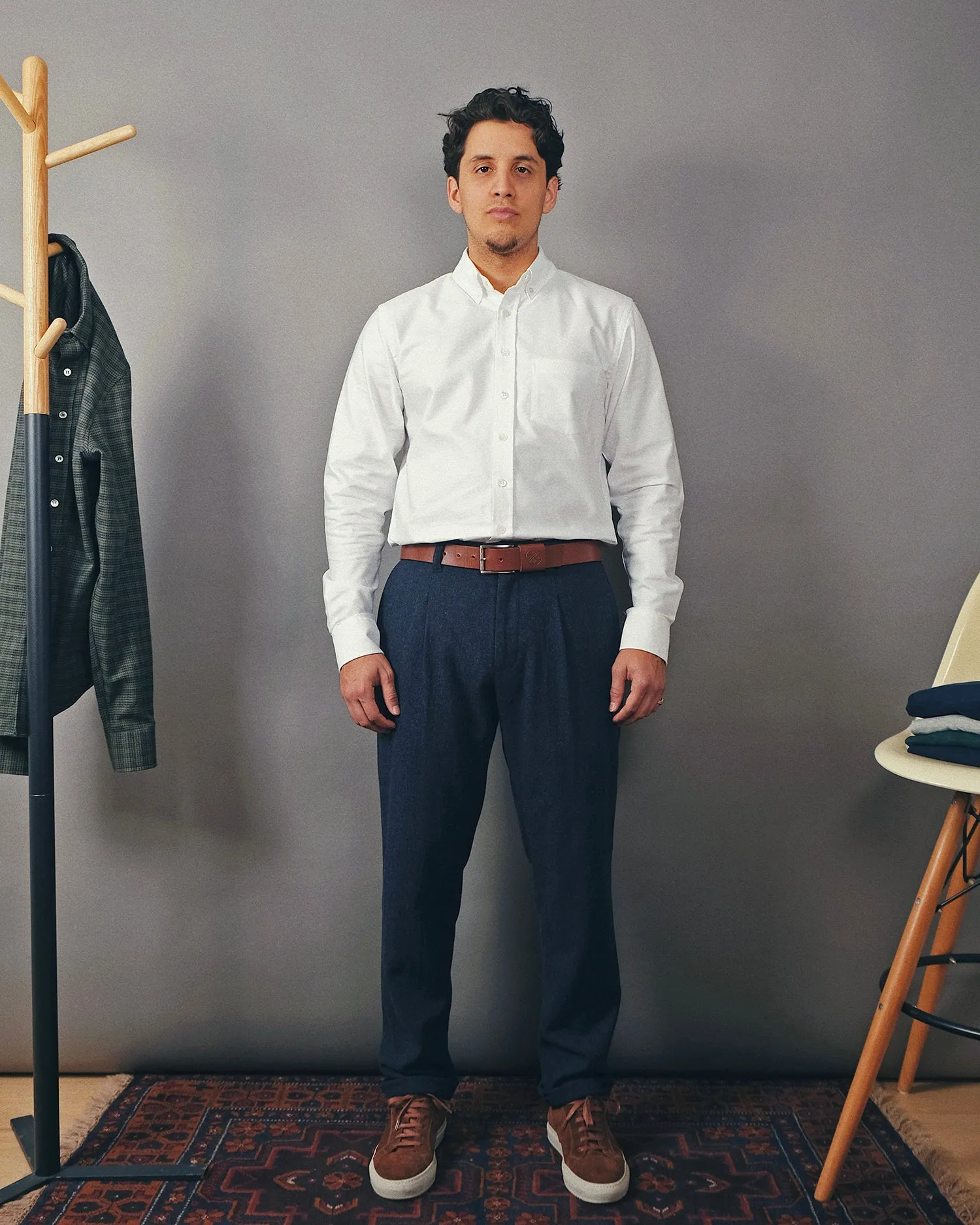 Navy Washable Wool Pleated Pant sold by Outclass product image thumbnail 3