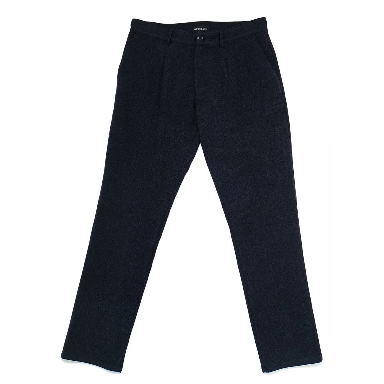 Navy Washable Wool Pleated Pant sold by Outclass