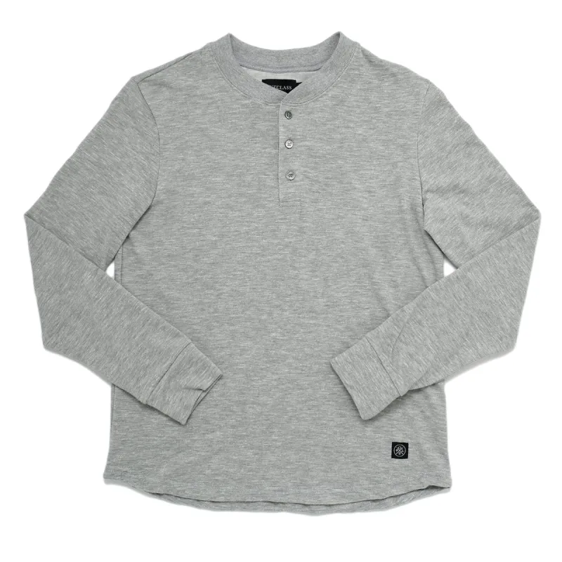 Heather Grey Double Slub L/S Henley sold by Outclass