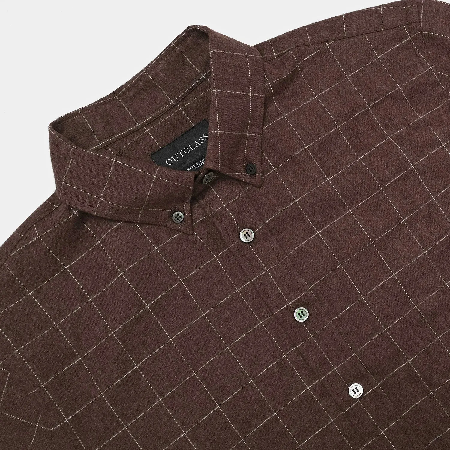 Mocha Windowpane Plaid Flannel Shirt sold by Outclass product image thumbnail 4