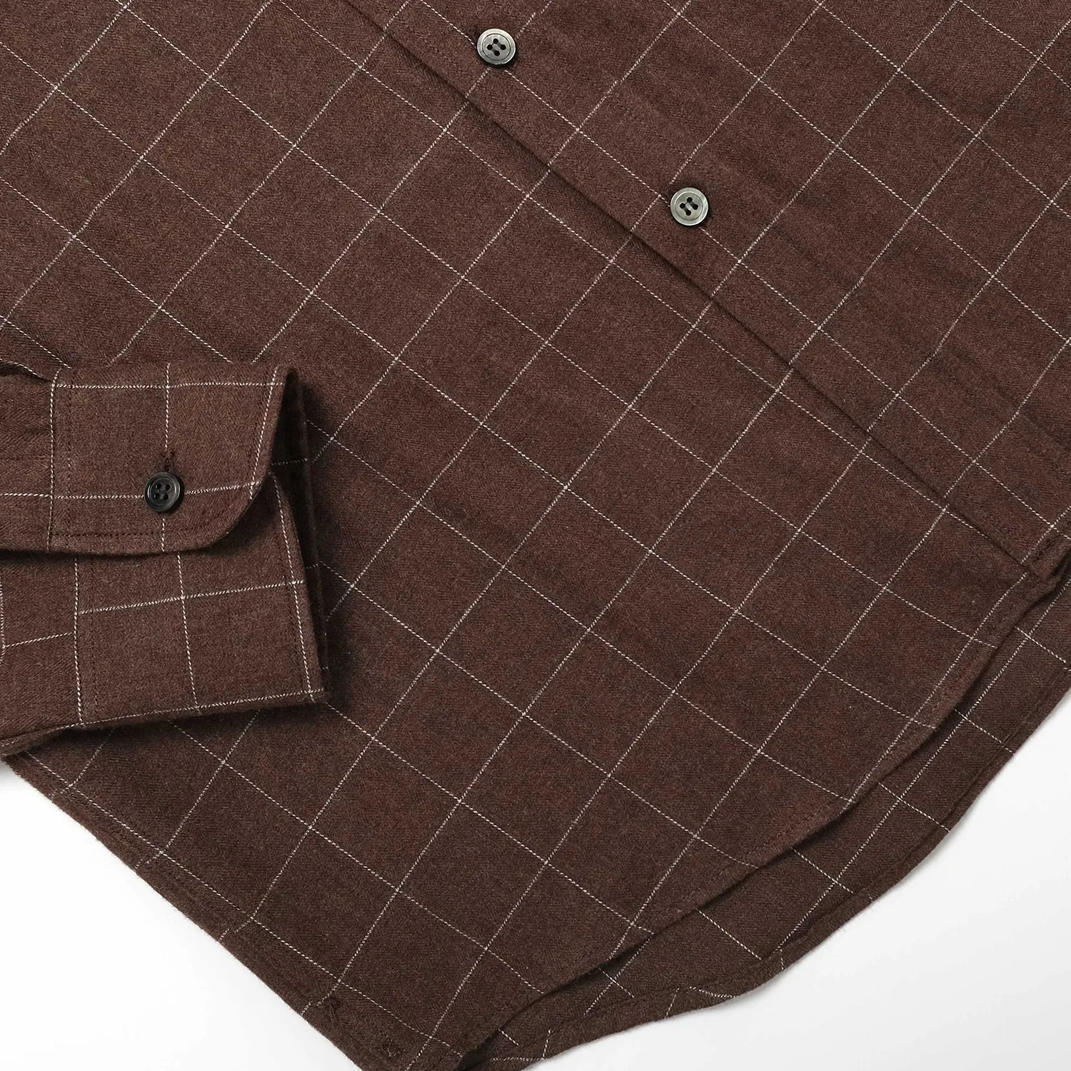 Mocha Windowpane Plaid Flannel Shirt sold by Outclass product image thumbnail 5