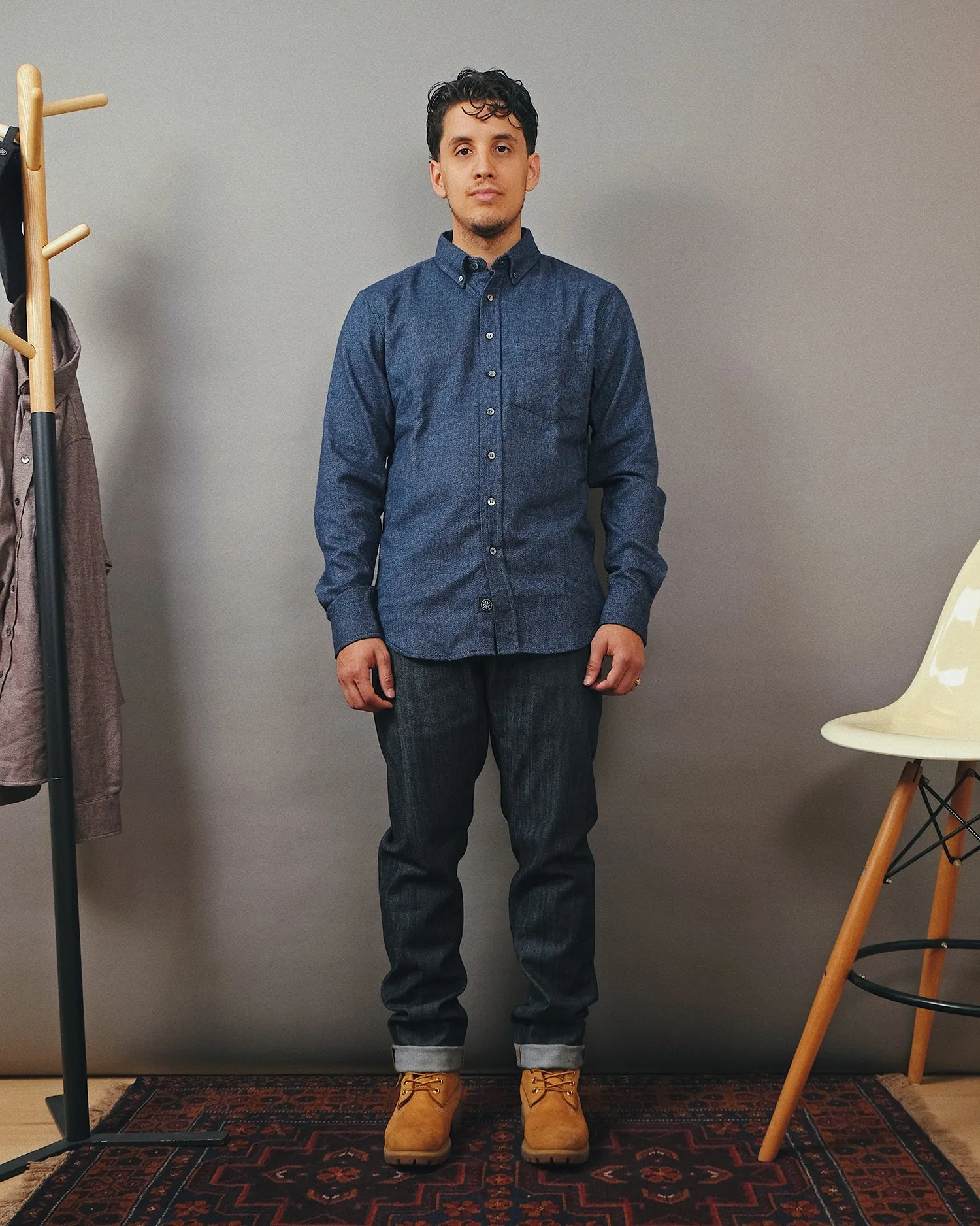 Indigo Tweed Flannel Shirt sold by Outclass product image thumbnail 3