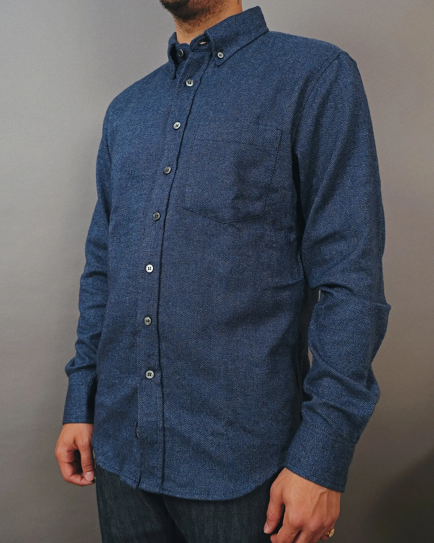 Indigo Tweed Flannel Shirt sold by Outclass product image thumbnail 2
