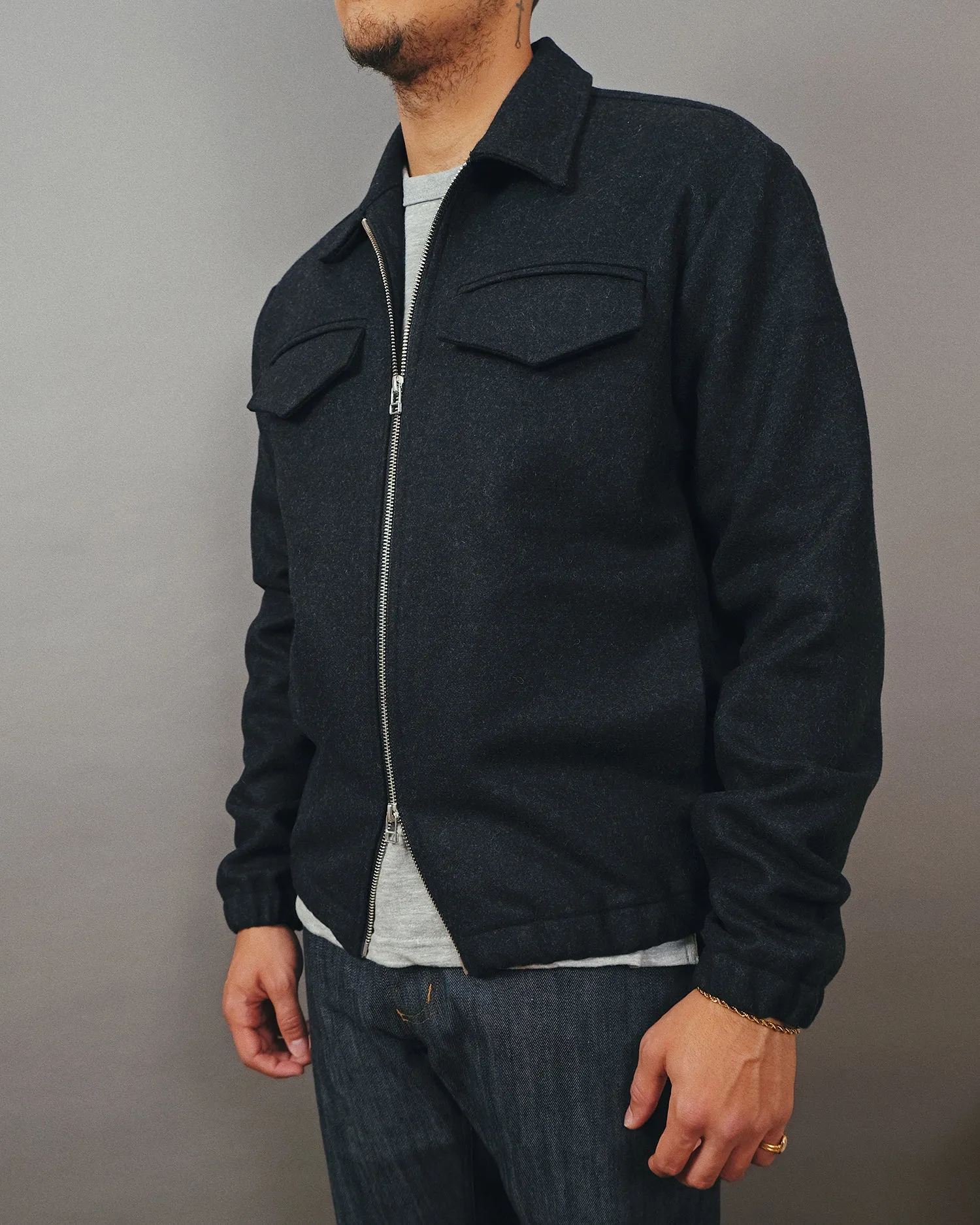 Charcoal Wool Coach Jacket sold by Outclass product image thumbnail 4