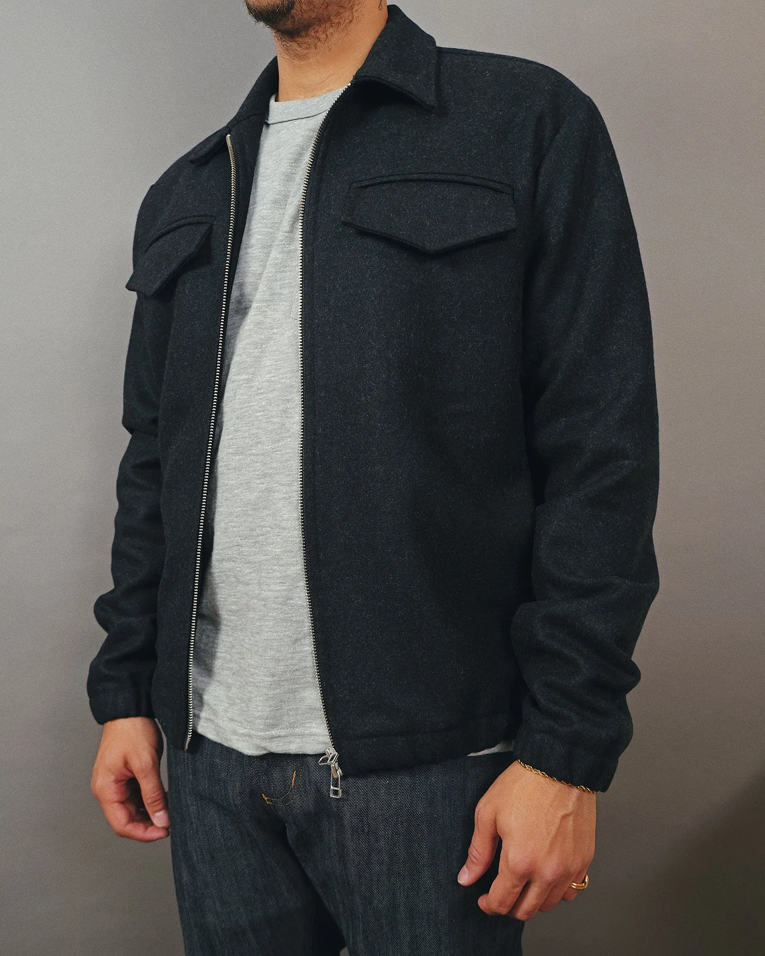 Charcoal Wool Coach Jacket sold by Outclass product image thumbnail 2
