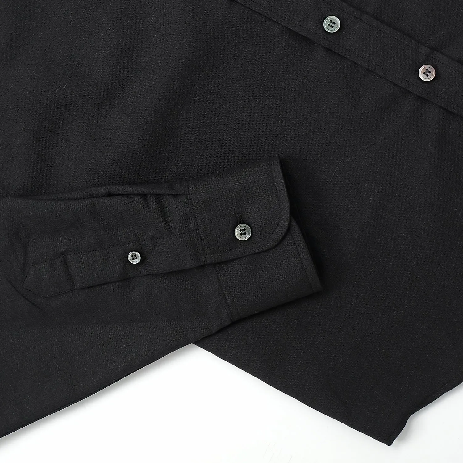 Black Linen Blend L/S Shirt sold by Outclass product image thumbnail 3