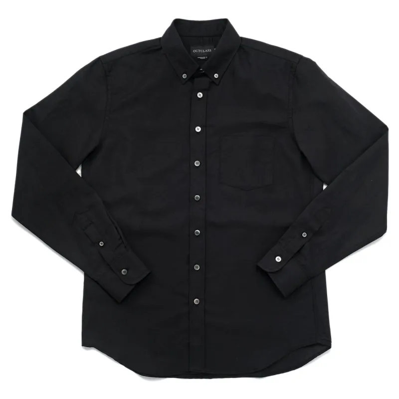 Black Linen Blend L/S Shirt made by Outclass