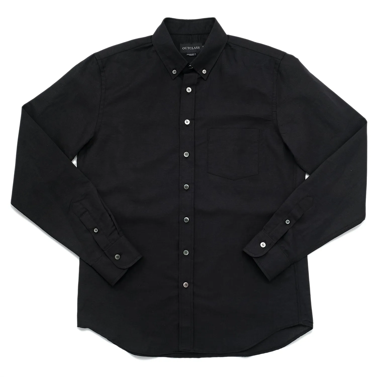 Black Linen Blend L/S Shirt sold by Outclass