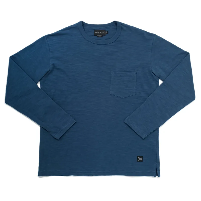 Faded Indigo Slub L/S Pocket T-Shirt sold by Outclass