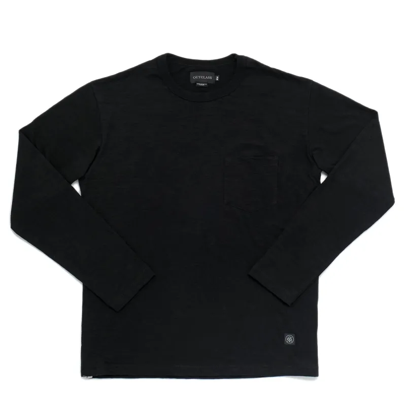 Black Slub L/S Pocket T-Shirt sold by Outclass