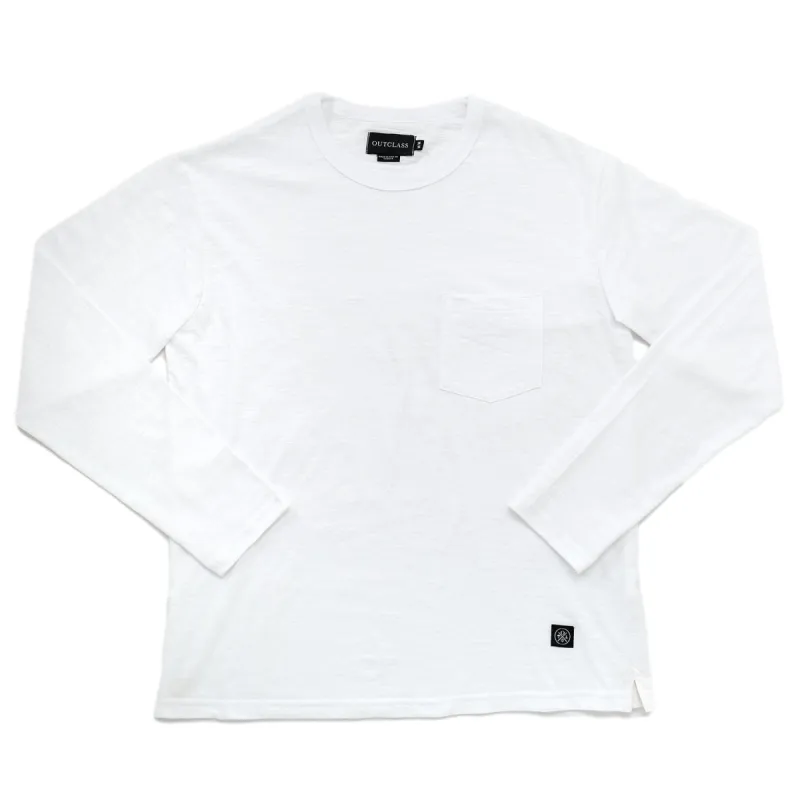 White Slub L/S Pocket T-Shirt sold by Outclass
