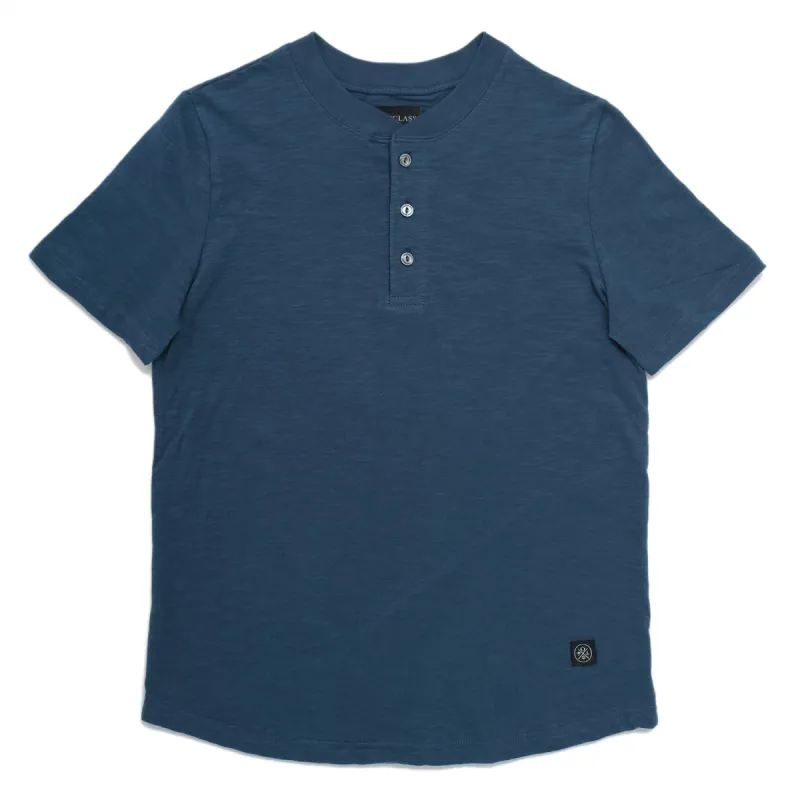 Faded Indigo Slub S/S Henley sold by Outclass