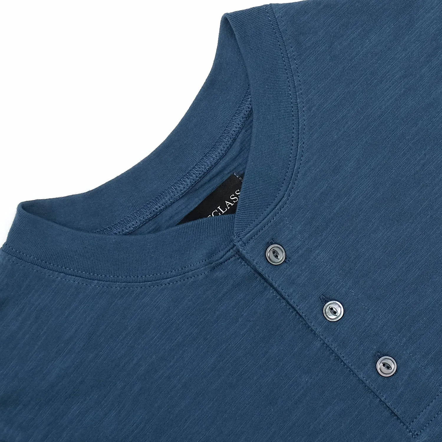Faded Indigo Slub S/S Henley sold by Outclass product image thumbnail 2