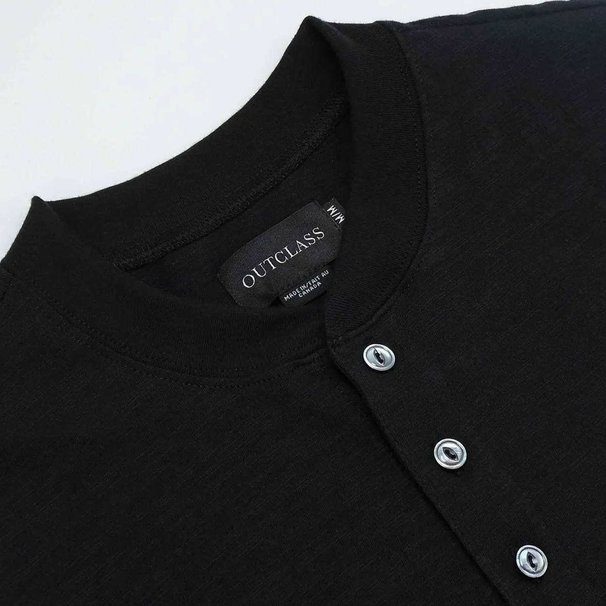 Black Slub S/S Henley sold by Outclass product image thumbnail 2