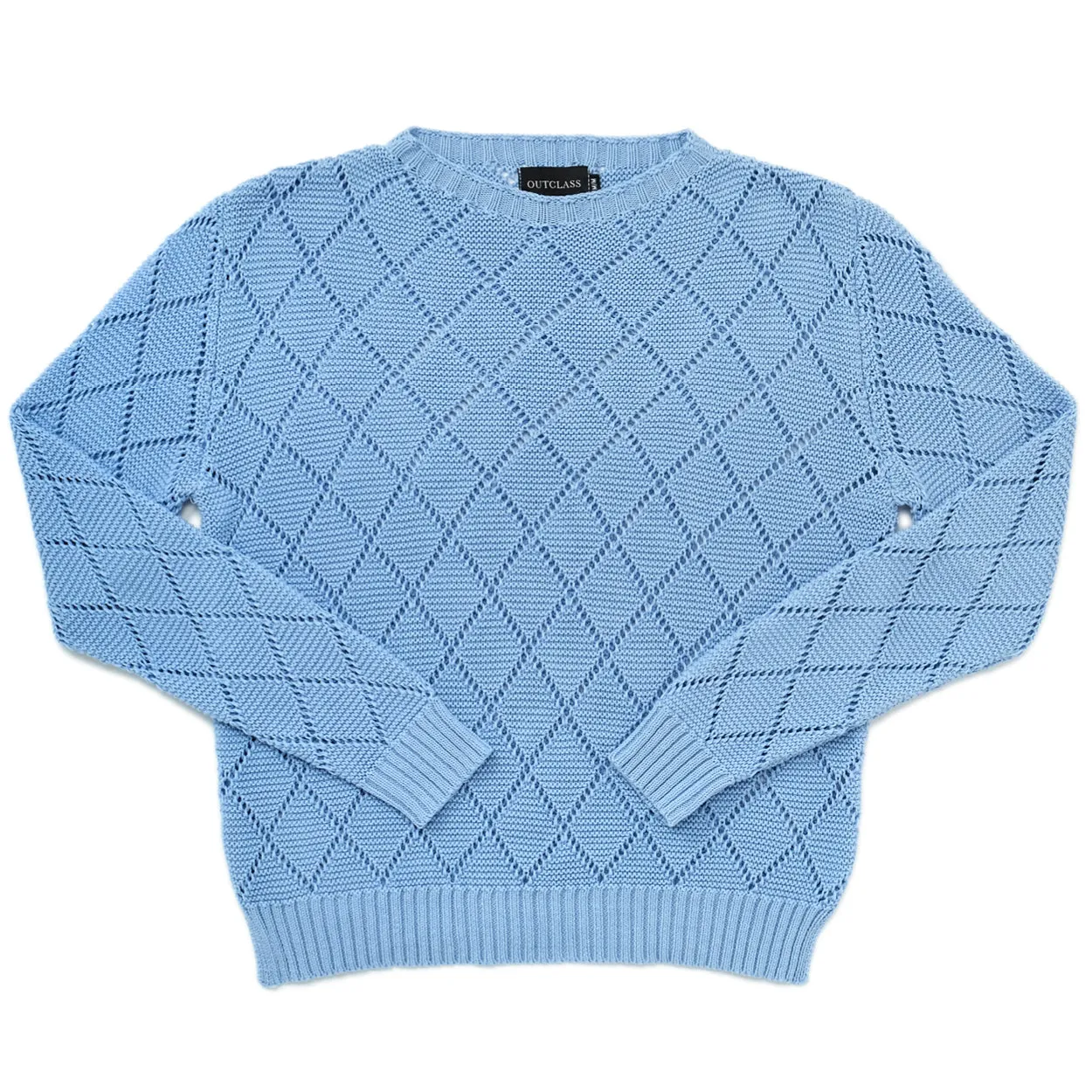 Sky Blue Crochet Crewneck sold by Outclass