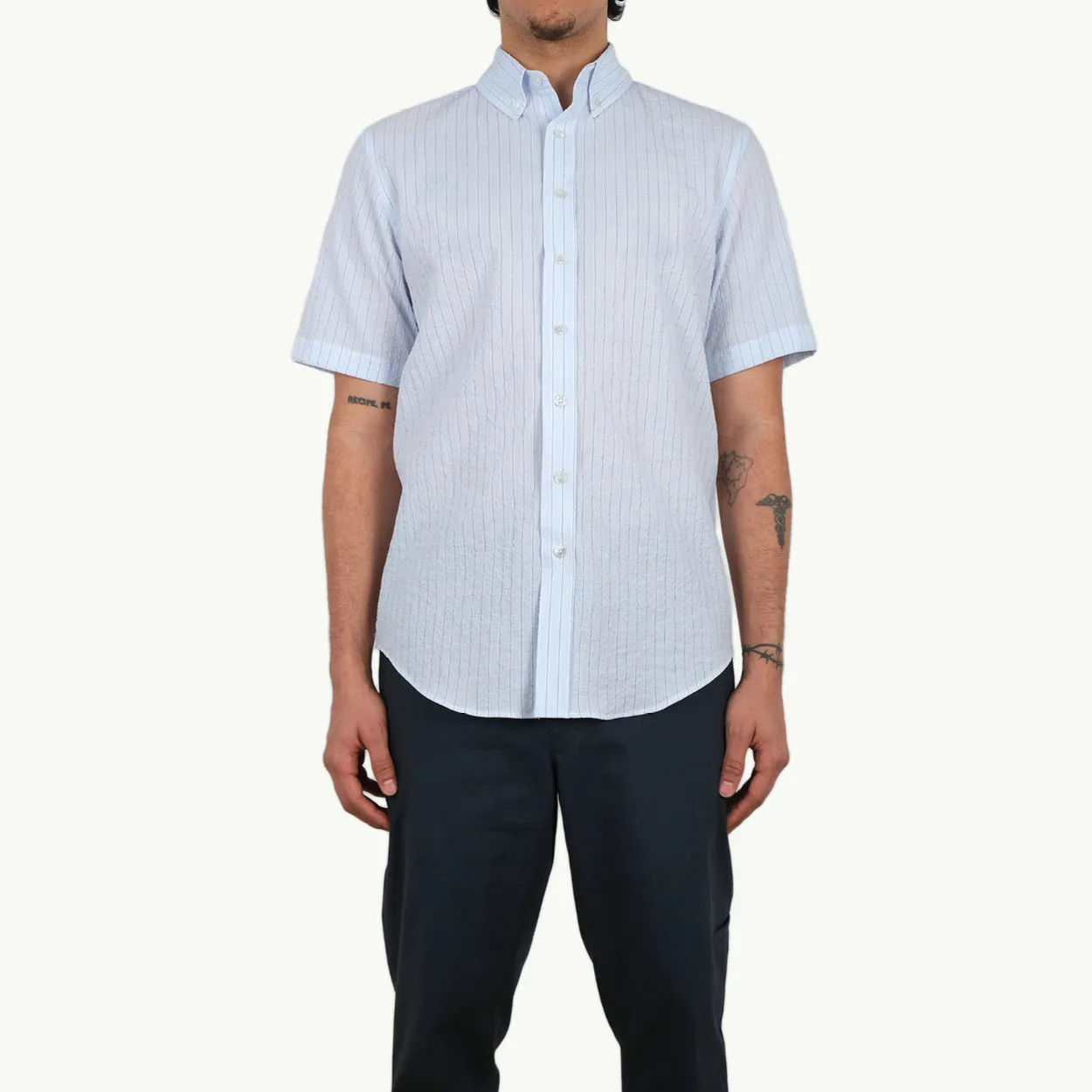 Cloud Stripe Seersucker S/S Shirt sold by Outclass product image thumbnail 5