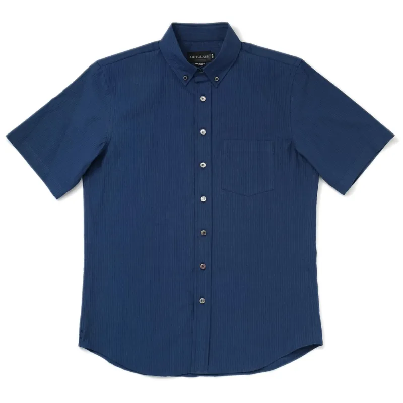 Indigo Seersucker S/S Shirt sold by Outclass