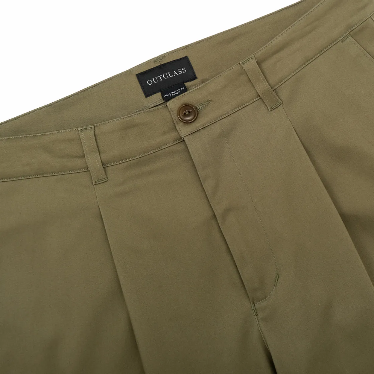 Olive Sateen Pleated Trousers sold by Outclass product image thumbnail 4
