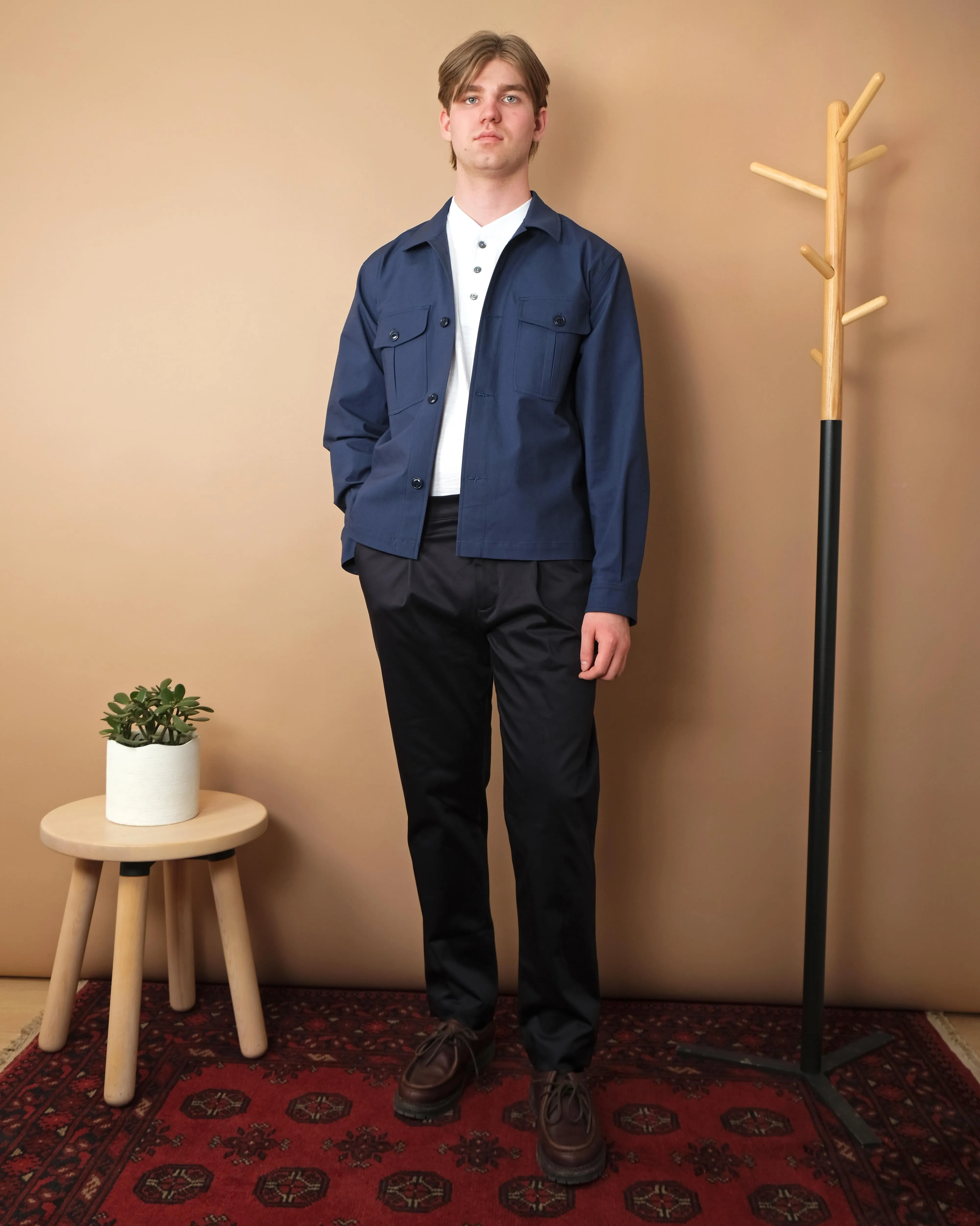 Navy Sateen Pleated Trousers sold by Outclass product image thumbnail 3