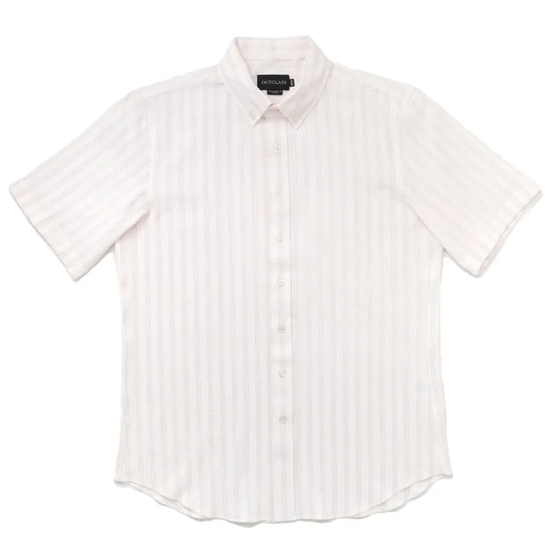 Salmon Stripe S/S Classic Shirt made by Outclass