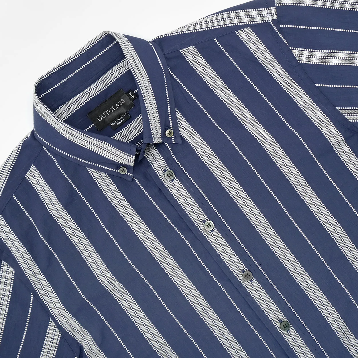Navy Jacquard Stripe S/S Classic Shirt sold by Outclass product image thumbnail 4