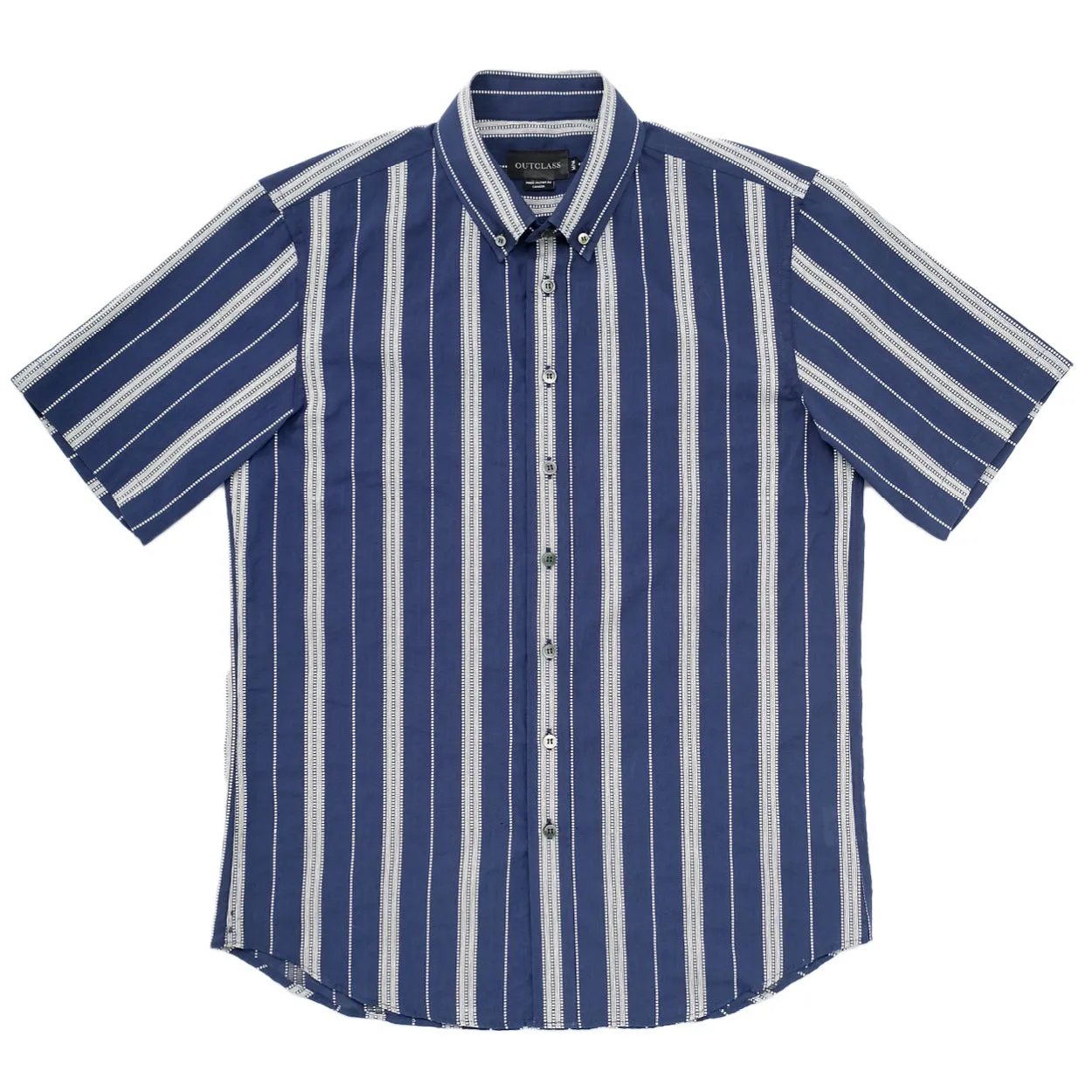 Navy Jacquard Stripe S/S Classic Shirt sold by Outclass