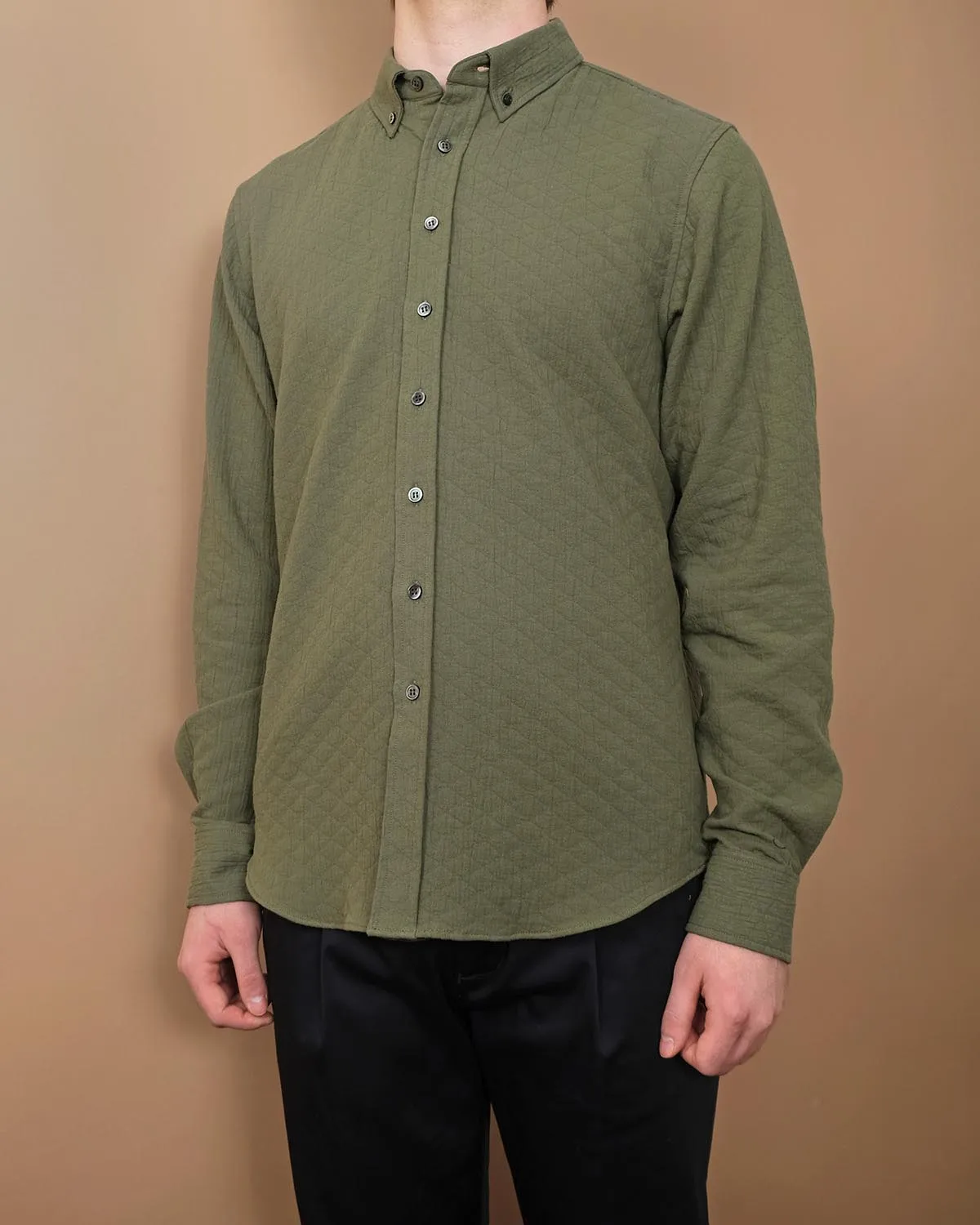 Olive Quilted L/S Classic Shirt sold by Outclass product image thumbnail 2