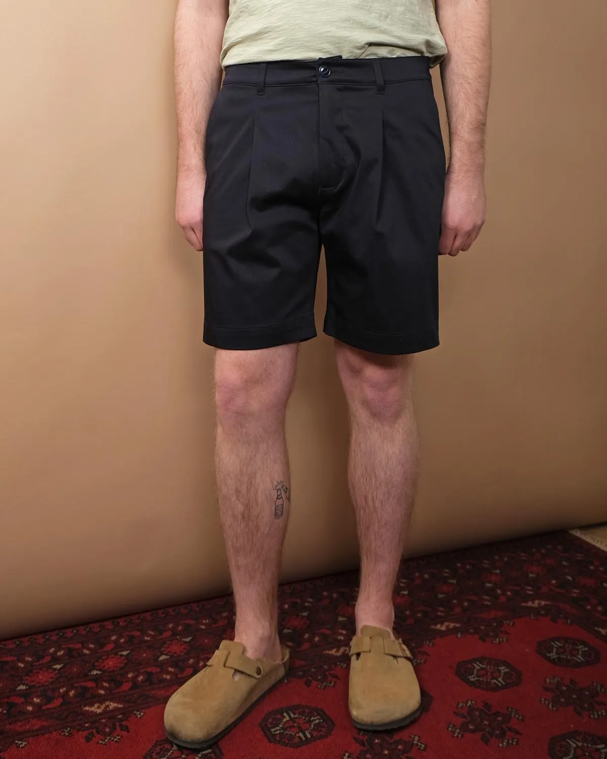 Navy Sateen Pleated Shorts sold by Outclass product image thumbnail 2