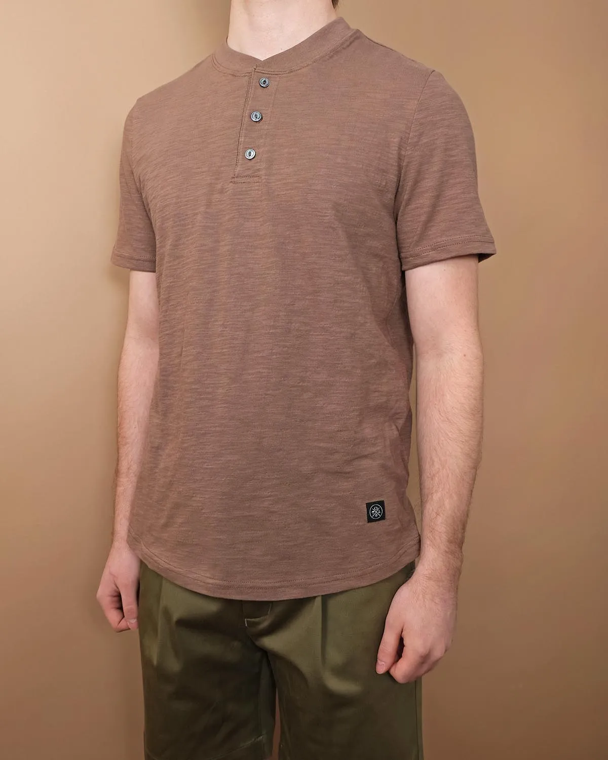 Mocha Slub S/S Henley sold by Outclass product image thumbnail 2