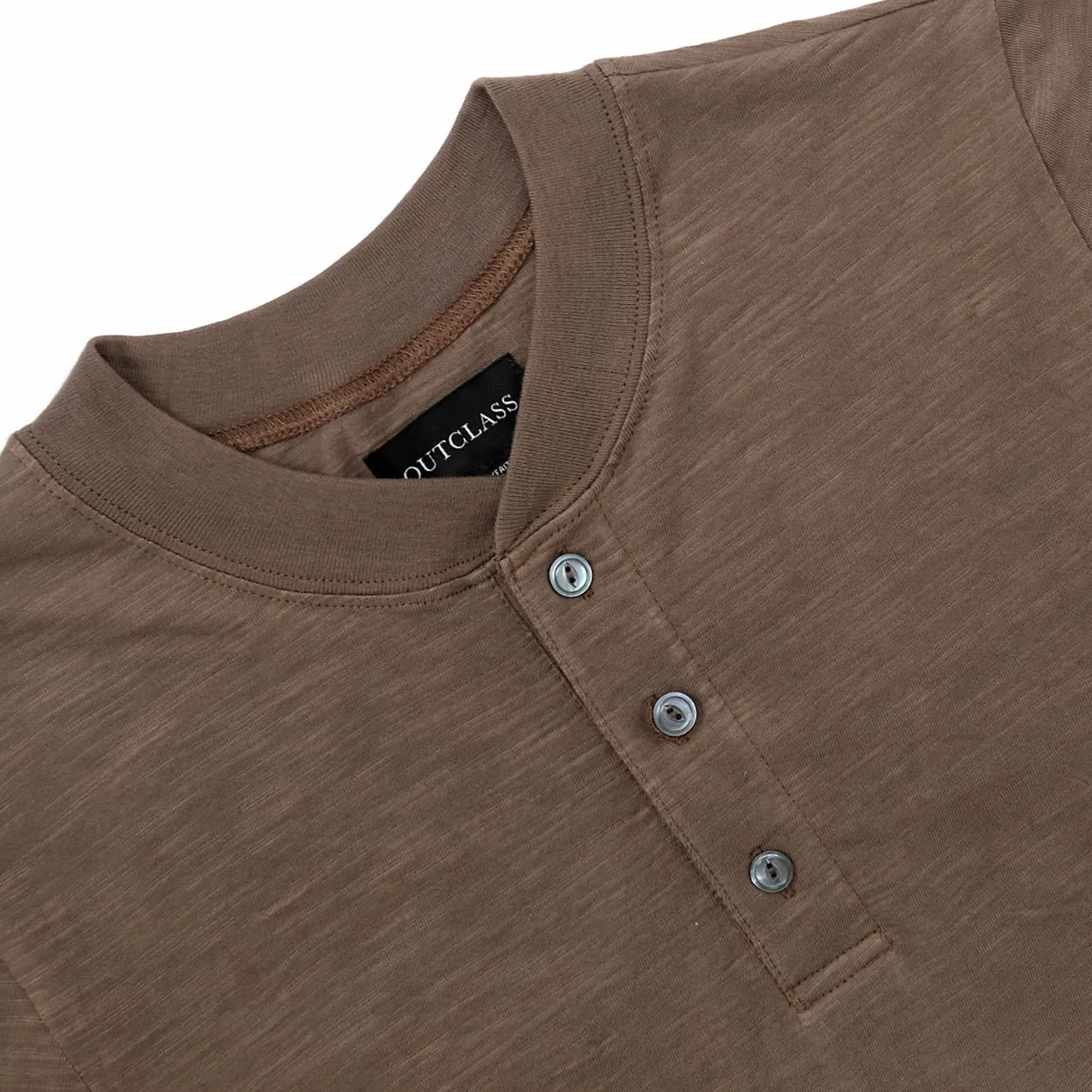 Mocha Slub S/S Henley sold by Outclass product image thumbnail 3