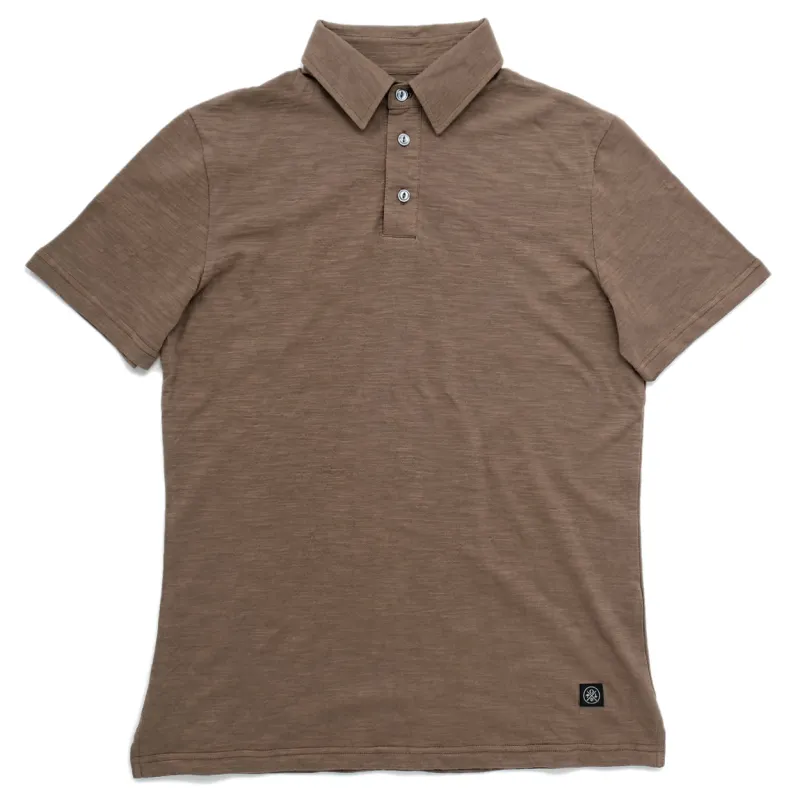 Mocha Slub S/S Polo sold by Outclass
