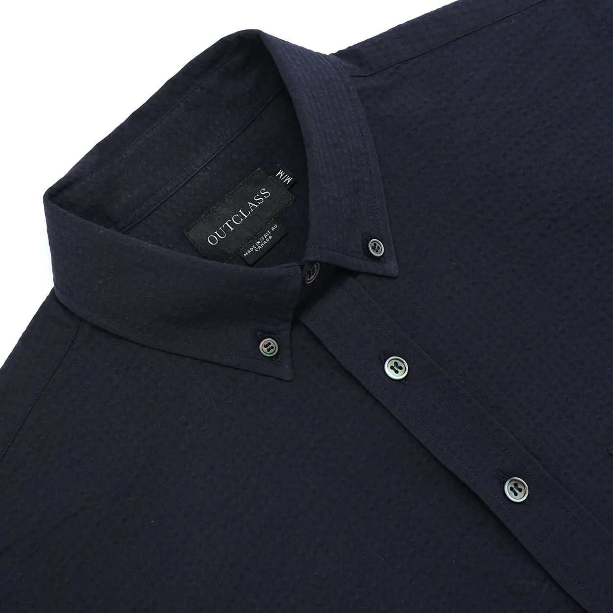 Navy Seersucker S/S Shirt sold by Outclass product image thumbnail 3