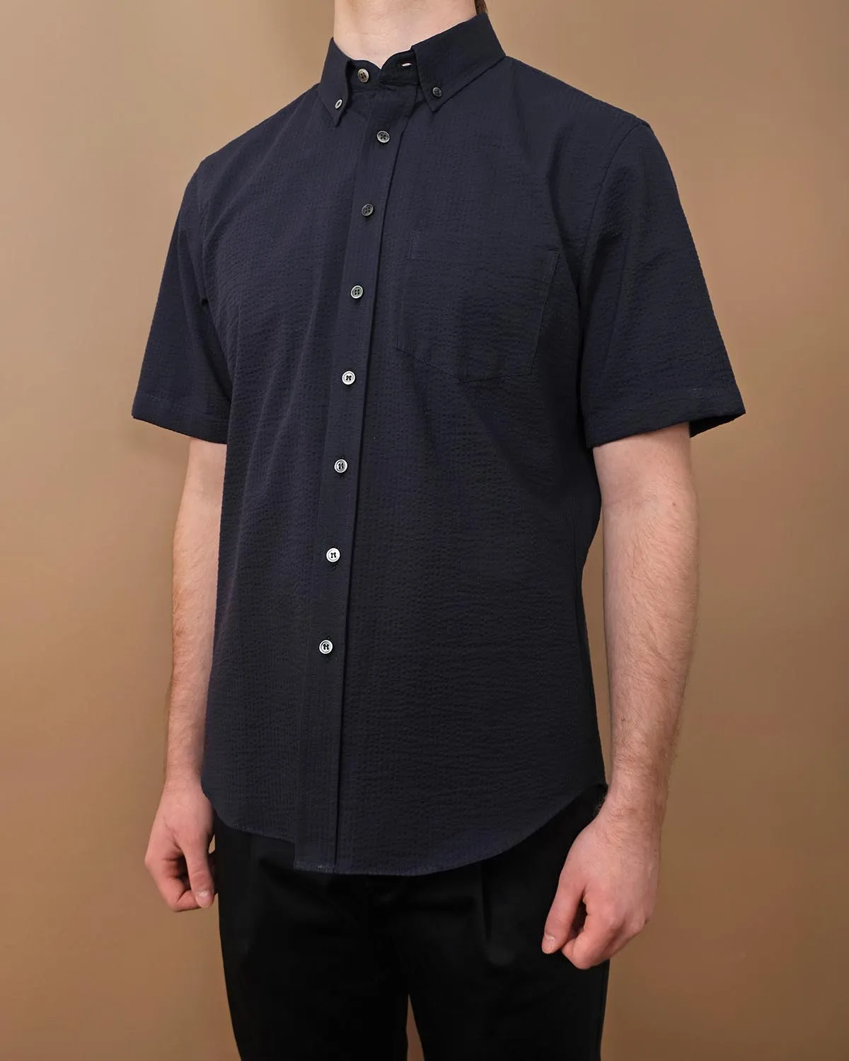 Navy Seersucker S/S Shirt sold by Outclass product image thumbnail 2