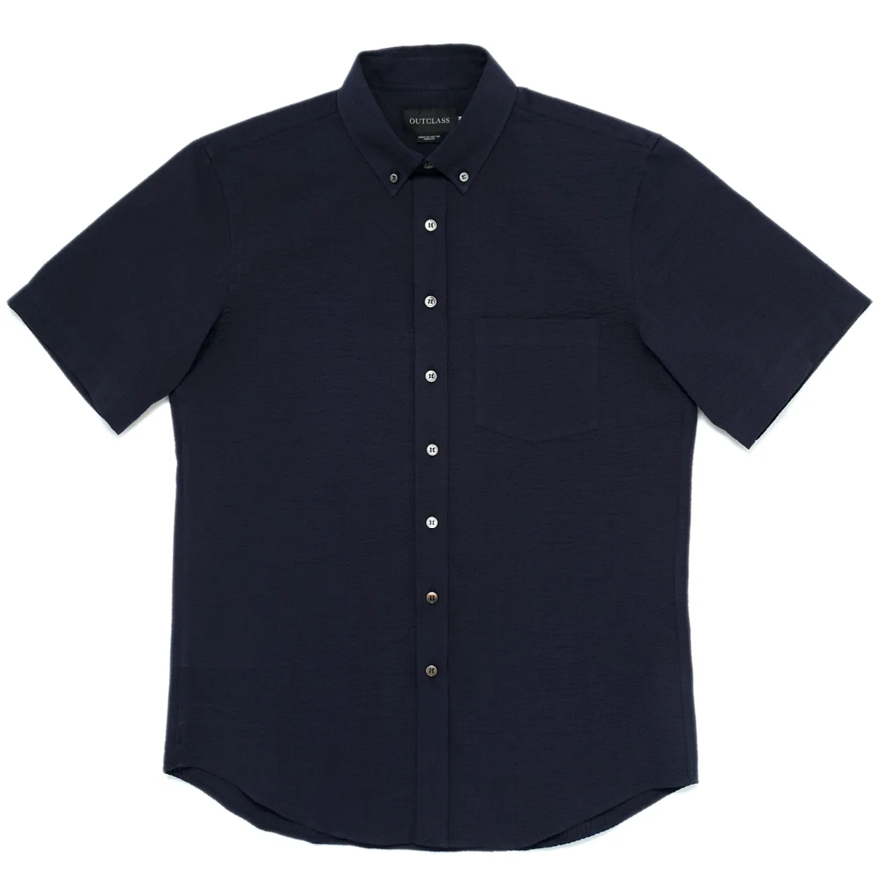 Navy Seersucker S/S Shirt sold by Outclass