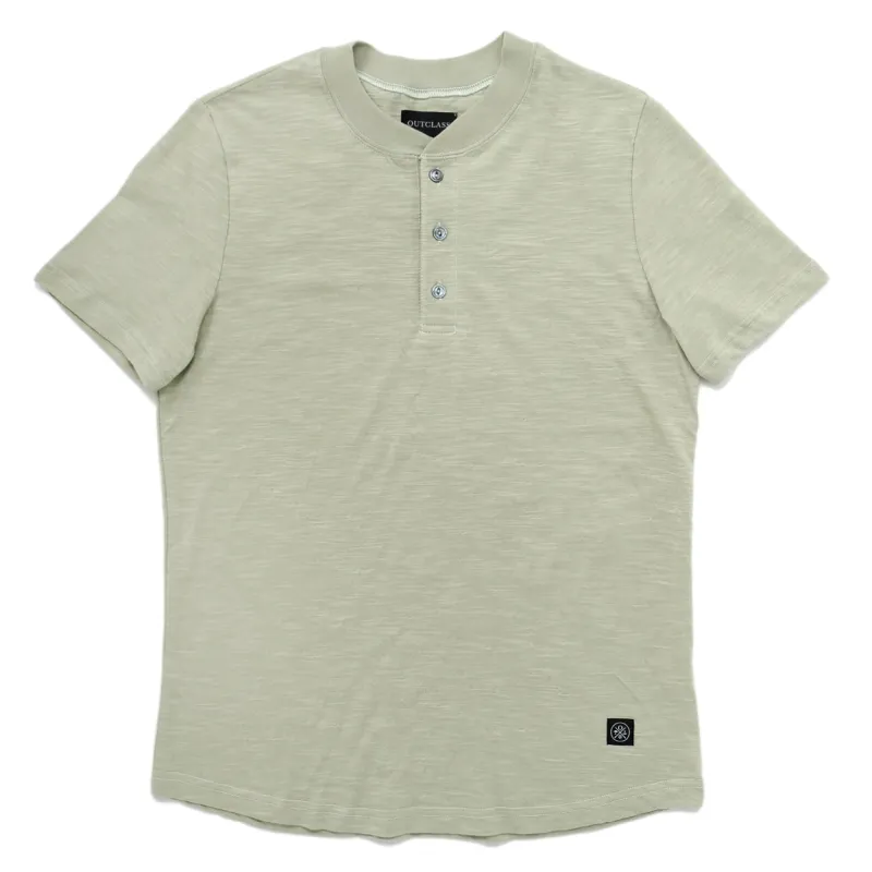 Sage Slub S/S Henley sold by Outclass