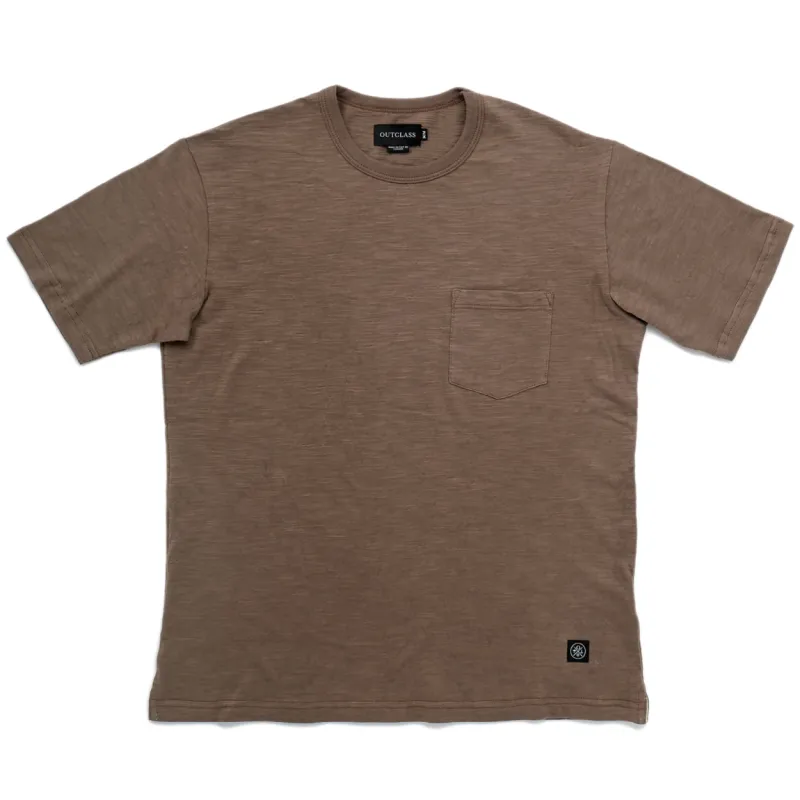 Mocha Slub S/S Pocket T-Shirt sold by Outclass