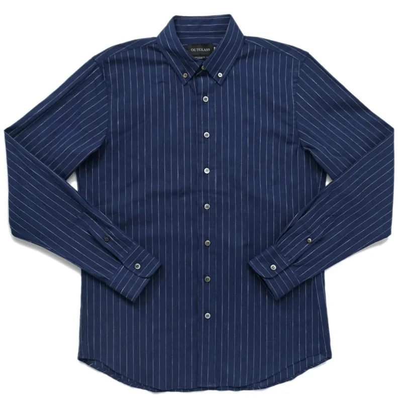 Navy Pinstripe L/S Classic Shirt sold by Outclass