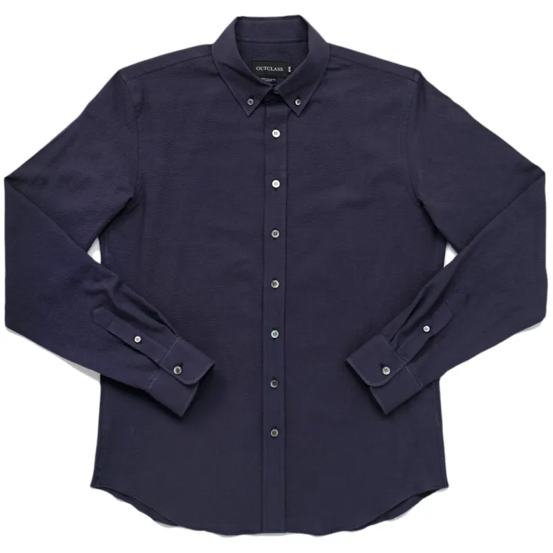 Navy Ripstop Seersucker L/S Classic Shirt sold by Outclass